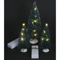 Koopman 3er Set künstliche Dekotanne mit warmweiß LED Lichterketten Weihnachtsdeko Tanne