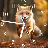 Wallario Design Wanduhr Rennender Fuchs aus Echtglas, Größe 20 x 20 cm