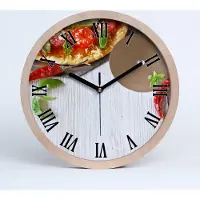 Tulup Holzuhr 30fi cm wanduhr - schwarze Spitzen - Pizza