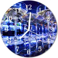 Tulup Glasuhr Wanduhr Küchenuhr Echt-Glas 30fi cm Gläser blau
