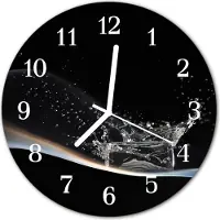 Tulup Glasuhr Wanduhr Küchenuhr Echt-Glas 30fi cm Wasser schwarz
