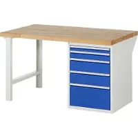 RAU Werkbank mit 5 Schubladen - Vollauszug - 60:1 / 90:1 / 150:2 / 270:1 - 890 x 1.500 x 900 mm (HxBxT) - Traglast 1.000 kg - Buche
