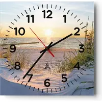 ARTTOR Wanduhr - Quadrat - Glasuhr - Düne Strand Meer - 40x40cm - Schleichendes Uhrwerk - Lautlos - zum Aufhängen bereit - Dekoration Modern - Wanddekoration aus Glas - C4AC40x40-3989