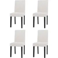 Chefgastro 4er-Set Esszimmerstuhl klassisch und zeitlos | HxBxT 90x42x50cm | Sitzhöhe 47cm | Stoff/Textil Cord Holz | dunkle Beine | Creme | Stuhl Küchenstuhl Hochlehner