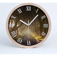 Tulup Holzuhr 25fi cm wanduhr - weiße Spitzen - Nebel im Wald