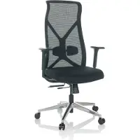Hjh OFFICE Profi Bürostuhl AZURRO B Ergonomischer Schreibtischstuhl mit Armlehnen Stoff / Netzstoff Schwarz Drehstuhl für Büro, Zuhause