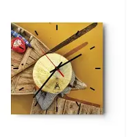 ARTTOR Wanduhr - Quadrat - Glasuhr - Asiatisch Boot Brücke - 30x30cm - Schleichendes Uhrwerk - Lautlos - zum Aufhängen bereit - Dekoration Modern - Wanddekoration aus Glas - C3AC30x30-4844