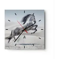 ARTTOR Wanduhr - Quadrat - Glasuhr - Pferd Tier Natur - 40x40cm - Schleichendes Uhrwerk - Lautlos - zum Aufhängen bereit - Dekoration Modern - Wanddekoration aus Glas - C3AC40x40-3644