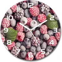 Tulup Wanduhr aus Glas 30fi Glasbild Glasuhr Gehärtetes Glas - weisse-zeiger - Frozen forest fruits