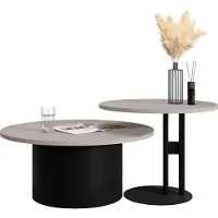 Mirjan 24 Couchtisch Monar, Wohnzimmer Kaffeetisch, Basis aus Stahl (Farbe: Schwarz / Cashmere)