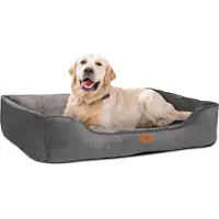 Ib style HAPPY MILO L Hundebett 100x80 cm Grau Körbchen für Hunde & Katzen Haustierbett mit Reißverschluss Anti-Rutsch Unterseite