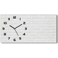 Tulup Wanduhr aus Glas – 60x30 cm - Glasbild - Glasuhr - Gehärtetes Glas - schwarze-zeiger - Ziegelwand