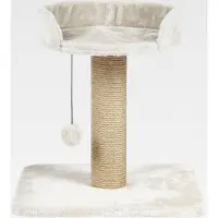 Markenlos Kratzbaum Mica 45 x 46 x 35 cm in lichtgrau – kleiner & kompakter Katzenbaum mit gemütlicher Liegemulde & Spielball, komfortabel & stabil – 44418