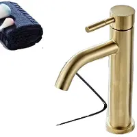 OEM Waschbeckenarmatur, Massivmessing, Zeitgenössisches Design, gebürstetes Gold hoch 2