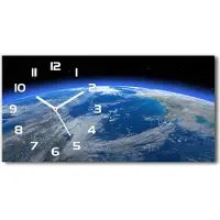 Tulup Wanduhr aus Glas – 60x30 cm - Glasbild - Glasuhr - Gehärtetes Glas - weisse-zeiger - Planet Erde