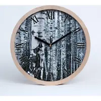 Tulup Holzuhr 30fi cm wanduhr - schwarze Spitzen - Birke