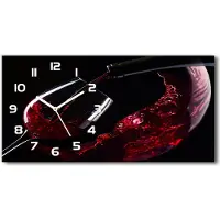 Tulup Wanduhr aus Glas – 60x30 cm - Glasbild - Glasuhr - Gehärtetes Glas - weisse-zeiger - Rotwein