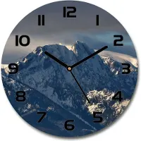 Tulup Wanduhr aus Glas 30fi Glasbild Glasuhr Gehärtetes Glas - schwarze-zeiger - Giewont in the winter
