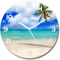 Tulup Wanduhr aus Glas 30fi Glasbild Glasuhr Gehärtetes Glas - weisse-zeiger - Caribbean beach