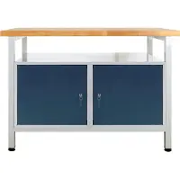 Proregal Werkbank Rhino mit Ablagefläche + 2 Türen | HxBxT 84x120x60cm | Traglast 300kg | Lichtgrau/Anthrazitgrau