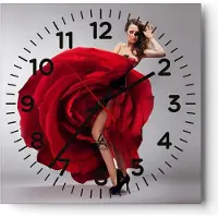 ARTTOR Wanduhr - Quadrat - Glasuhr - Karneval Kleidung Kultur Tänzerin - 30x30cm - Schleichendes Uhrwerk - Lautlos - zum Aufhängen bereit - Dekoration Modern - Wanddekoration aus Glas - C4AC30x30-2138