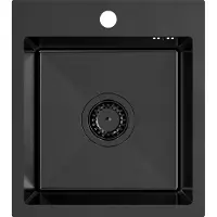 VBChome Edelstahlspüle 40 x 45 cm Schwarz Edelstahl Einbauspüle mit Hahnloch Edelstahl Küchenspüle Spüle Groß Becken Ablaufgarnitur Siphon Edelstahlspüle
