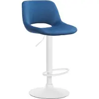 CLP Barhocker Camden Samt drehbar und höhenverstellbar blau Material Gestell Metall matt weiss