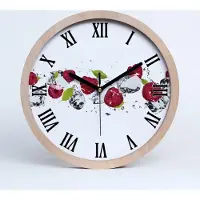 Tulup Holzuhr 20fi cm wanduhr - schwarze Spitzen - Himbeeren und Wasser