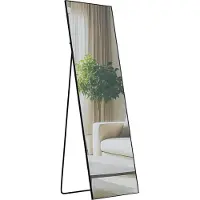 DELUKE Standspiegel KRAKOW - Glas Schwarz-matt 50x3x150 cm | Ganzkörperspiegel Freistehender Spiegel Groß Schlafzimmer