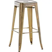 DELUKE Barhocker MILAN - Gold, Metall | Barhocker ohne Lehne Barstuhl Tresenhocker Tresenstuhl Kneipenhocker Kneipenstuhl