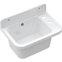 Granitan - Waschbecken - Spülbecken 50x34 cm - Spüle Weiß - mit Armatur und Siphon - PARON
