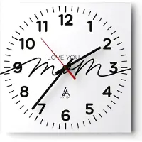 ARTTOR Wanduhr - Quadrat - Glasuhr - Ich liebe dich Mama - 30x30cm - Schleichendes Uhrwerk - Lautlos - zum Aufhängen bereit - Dekoration Modern - Wanddekoration aus Glas - C4AC30x30-4794