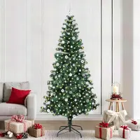 vidaXL "Schlussverkauf" Künstlicher vorbeleuchteter Weihnachtsbaum(1 pc) - Kunstbaum/Tannenbaum - Grün 240 cm C7747