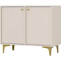 Masseno Kommode TORINO 84 cm Sideboard mit 2 Türen für Wohnzimmer Schlafzimmer Modern 84x41x72 cm Beige / Beige