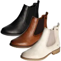 Mustang Damen Stiefelette Boot Chelsea Boot Blockabsatz modisch 1265-527, Größe:39 EU, Farbe:Weiß