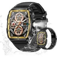 Valdus Herren Smartwatch, 1,8 Zoll Display, Telefonfunktion, 400mAh Akku, IPX8/5ATM wasserdicht, Fitness & Gesundheitsfunktionen, Android/iOS –Schwarz