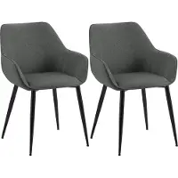 CLP 2er Set Esszimmerstuhl Luena mit Rückenlehne gepolstert bis 150 kg belastbar dunkelgrau Material Stoff