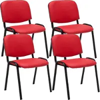 Mendler 4er Set Besucherstuhl HLO-CP111 Kunstleder rot