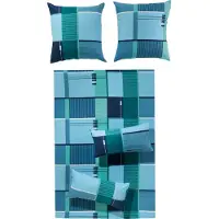 Erwin Müller Bettwäsche blau-türkis 1x 155x200 cm + 1x 80x80 cm