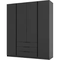 Masseno Drehtürenschrank CAGLIARI 200 cm Kleiderschrank Schlafzimmer Schrank 4-türig Schwarz