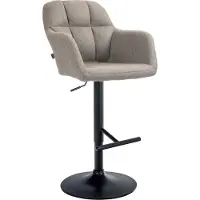 CLP Barhocker Natoma Stoff I Thekenhocker für Bar mit Gepolsterter Sitzfläche | taupe Farbe taupe Material Gestell Metall matt schwarz