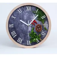 Tulup Holzuhr 25fi cm wanduhr - weiße Spitzen - Kräuter und Gewürze