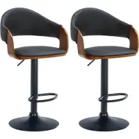 CLP 2er Set Barhocker Nilse Kunstleder schwarz walnuss/schwarz