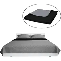 vidaXL Zweiseitige Tagesdecke Gesteppt Schwarz/Grau 170x210cm