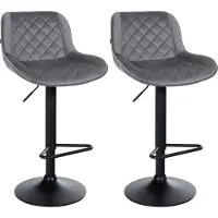 CLP Barhocker 2er Set, Barstuhl Kasson höhenverstellbar drehbar mit Rückenlehne dunkelgrau Material Samt