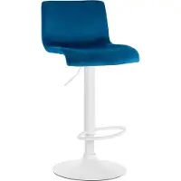 CLP Barhocker Hover Samtbezug höhenverstellbar drehbar mit Rückenlehne blau Material Gestell Metall matt weiss