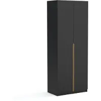 Brent Kleiderschrank Pablo 90 cm, schwarz gold, mit Einlegeplatten, Drehtürenschrank, Farbauswahl, 90x54x234 cm 2-türig