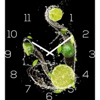 Levandeo Wanduhr Alu-Dibond 30x30cm Uhr Alubild Limette Frucht Cocktail Bar Küchenuhr