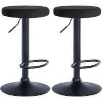 DELUKE 2er Set Barhocker KAZON - Samt Schwarz 38.5x38.5x60 cm Schwarz | Barstuhl Höhenverstellbar Drehbar Tresenhocker Tresenstuhl Kneipenhocker Kneipenstuhl