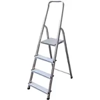 Proregal Metal Single Giraffe Einseitige-Aluminium-Bügelleiter | 5 Stufen | 168cm hoch | Leiter, Trittleiter, Stufenleiter, Stehleiter, Haushaltsleiter